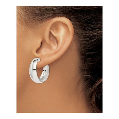 Sterling Silver 35mm J- Hoop Earrings – view 4