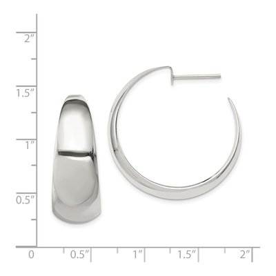 Sterling Silver 35mm J- Hoop Earrings – view 5