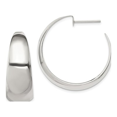 Sterling Silver 35mm J- Hoop Earrings
