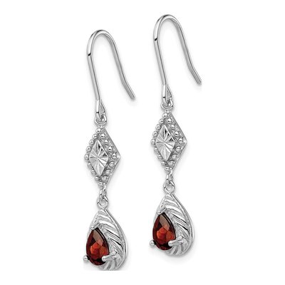 Sterling Silver CZ Diamond-Cut Textured Teardrop Dangle Earrings – view 3