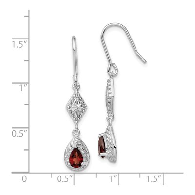 Sterling Silver CZ Diamond-Cut Textured Teardrop Dangle Earrings – view 5
