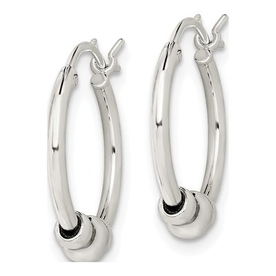 Sterling Silver 18mm Antiqued Beaded Hoop Earrings – view 3