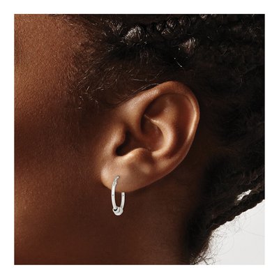 Sterling Silver 18mm Antiqued Beaded Hoop Earrings – view 4