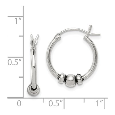Sterling Silver 18mm Antiqued Beaded Hoop Earrings – view 5