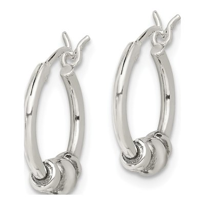 Sterling Silver 14mm Antiqued Beaded Hoop Earrings – view 3
