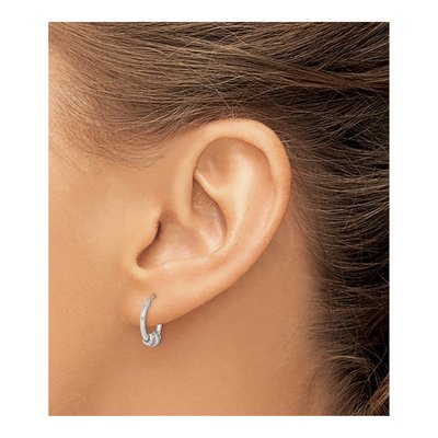 Sterling Silver 14mm Antiqued Beaded Hoop Earrings – view 4