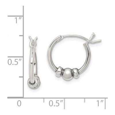 Sterling Silver 14mm Antiqued Beaded Hoop Earrings – view 5