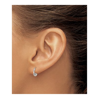 Sterling Silver 11mm Antiqued Beaded Hoop Earrings – view 4