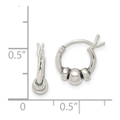 Sterling Silver 11mm Antiqued Beaded Hoop Earrings – view 5