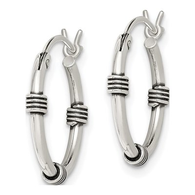 Sterling Silver 17mm Antiqued Hoop Earrings – view 3