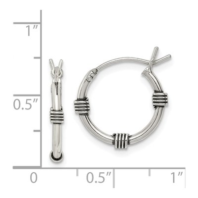 Sterling Silver 17mm Antiqued Hoop Earrings – view 5