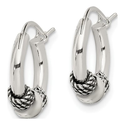 Sterling Silver 16mm Antiqued Hoop Earrings – view 3