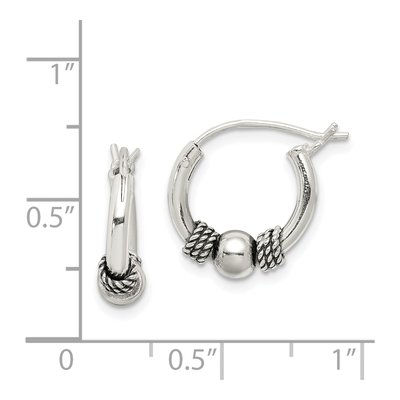 Sterling Silver 16mm Antiqued Hoop Earrings – view 5
