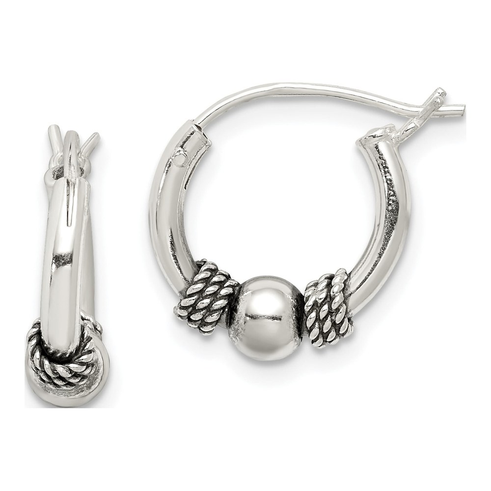 Sterling Silver Antiqued Hoop Earrings