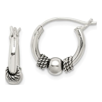 Sterling Silver 16mm Antiqued Hoop Earrings