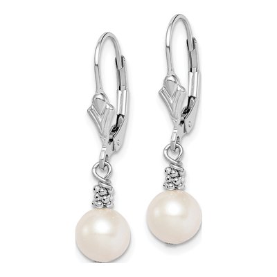 Sterling Silver Freshwater Cultured Pearl Leverback Earrings – view 3