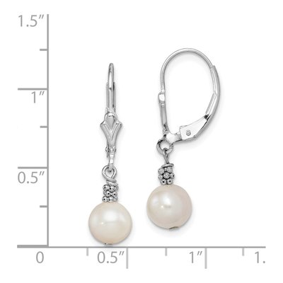 Sterling Silver Freshwater Cultured Pearl Leverback Earrings – view 5