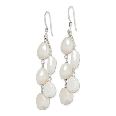 Sterling Silver Freshwater Cultured Pearl Baroque Two-Strand Dangle Earrings – view 3