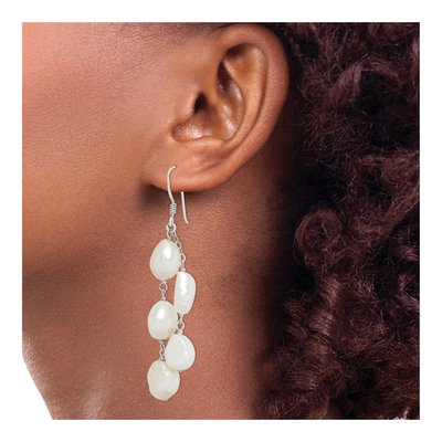 Sterling Silver Freshwater Cultured Pearl Baroque Two-Strand Dangle Earrings – view 4