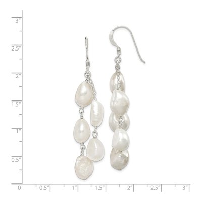 Sterling Silver Freshwater Cultured Pearl Baroque Two-Strand Dangle Earrings – view 5