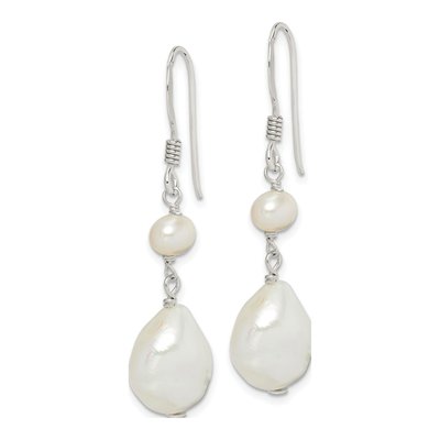 Sterling Silver Freshwater Cultured Pearl Baroque Dangle Earrings – view 3