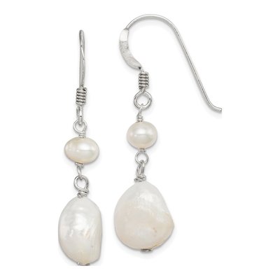 Sterling Silver Freshwater Cultured Pearl Baroque Dangle Earrings