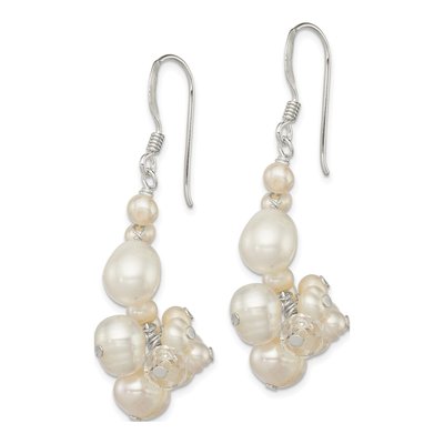 Sterling Silver Freshwater Cultured Pearl & Crystal Dangle Earrings – view 3