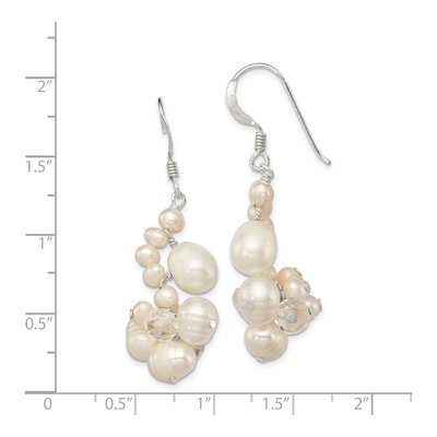 Sterling Silver Freshwater Cultured Pearl & Crystal Dangle Earrings – view 5