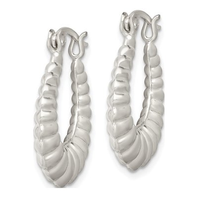 Sterling Silver 24mm Oval Hoop Earrings – view 3