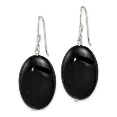 Sterling Silver Agate Oval Dangle Earrings – view 3