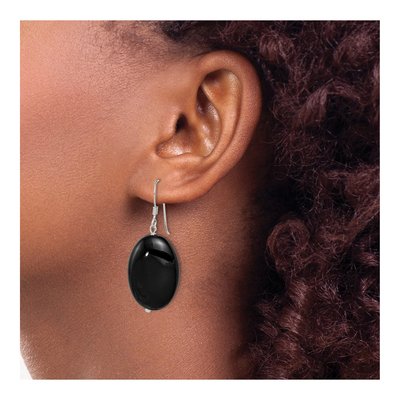 Sterling Silver Agate Oval Dangle Earrings – view 4