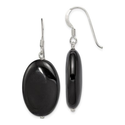 Sterling Silver Agate Oval Dangle Earrings
