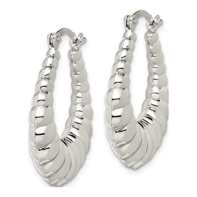 Sterling Silver 31mm Oval Hoop Earrings – view 3