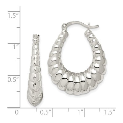 Sterling Silver 31mm Oval Hoop Earrings – view 5