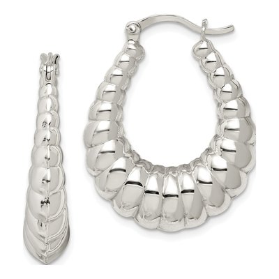 Sterling Silver 31mm Oval Hoop Earrings