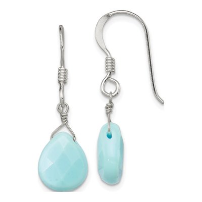 Sterling Silver Amazonite Teardrop Dangle Earrings