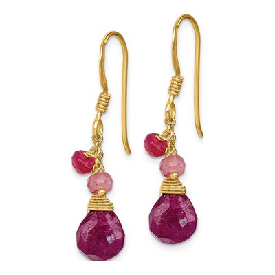 Gold-Plated Sterling Silver Ruby Teardrop Dangle Earrings – view 3