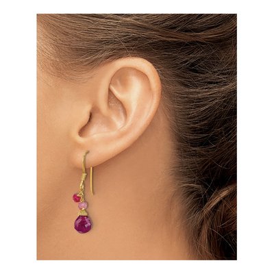 Gold-Plated Sterling Silver Ruby Teardrop Dangle Earrings – view 4