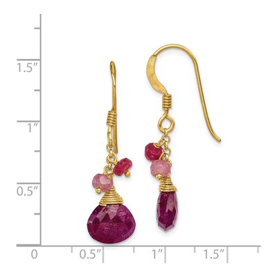 Gold-Plated Sterling Silver Ruby Teardrop Dangle Earrings – view 5