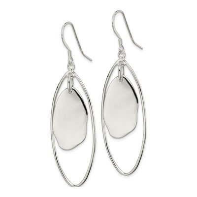 Sterling Silver Fancy Oval Dangle Earrings – view 3