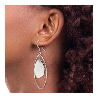 Sterling Silver Fancy Oval Dangle Earrings – view 4