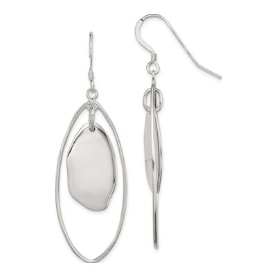 Sterling Silver Fancy Oval Dangle Earrings