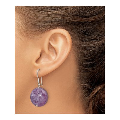 Sterling Silver Purple Lepidolite Circle Dangle Earrings – view 4