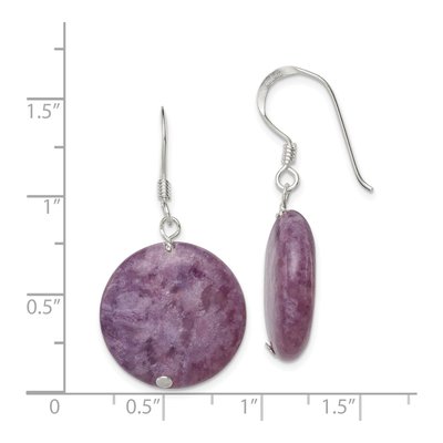 Sterling Silver Purple Lepidolite Circle Dangle Earrings – view 5