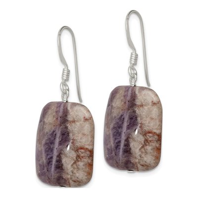Sterling Silver Amethyst Rectangle Dangle Earrings – view 3