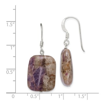 Sterling Silver Amethyst Rectangle Dangle Earrings – view 5