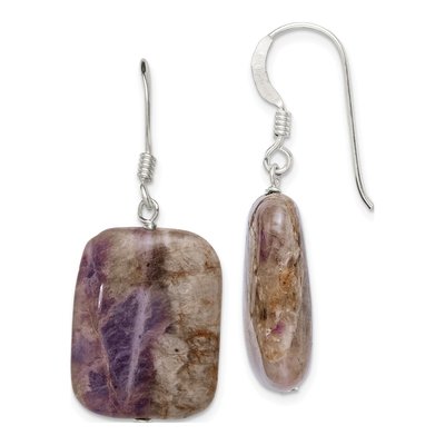 Sterling Silver Amethyst Rectangle Dangle Earrings