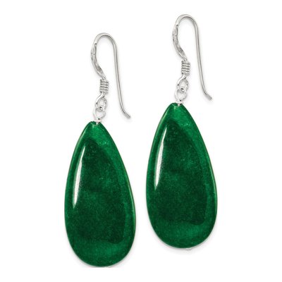 Sterling Silver Green Jade Teardrop Dangle Earrings – view 3