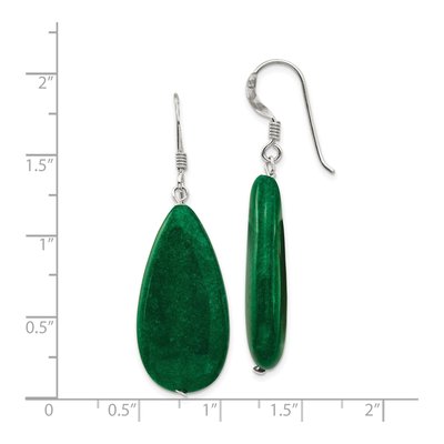 Sterling Silver Green Jade Teardrop Dangle Earrings – view 5