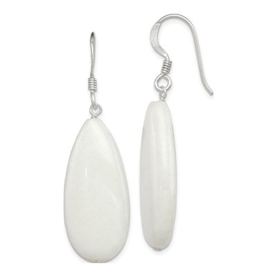 Sterling Silver Jade Teardrop Dangle Earrings